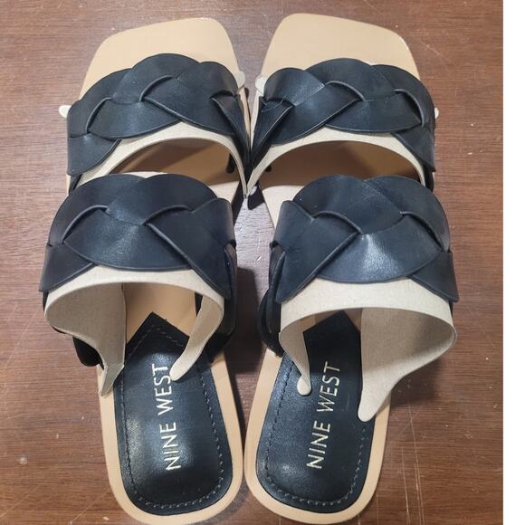 Nine West Royal Sandal – Black, Women’s 5.5, Slip-On Faux Leather with Lug Sole - Picture 7 of 12